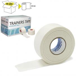 Тейп спортивный Rehab Trainers Tape, арт.TT01, хлопок, полиэстер, 2.5 см x 10 м, уп. 48 шт, белый