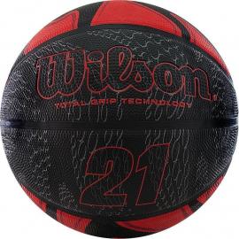 Мяч баск. WILSON 21 Series,  арт.WTB2103XB07, р.7,резина, бутил. кам.,нейлон. корд, красн-чер-сереб
