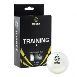 Мяч для наст. тенниса TORRES  Training 1*,  арт. TT0016, диам. 40+ мм, упак. 6 шт, белый